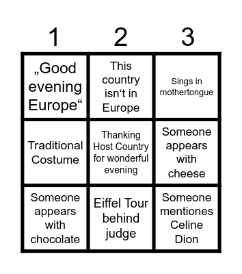 Eurovision 2025 Bingo Card