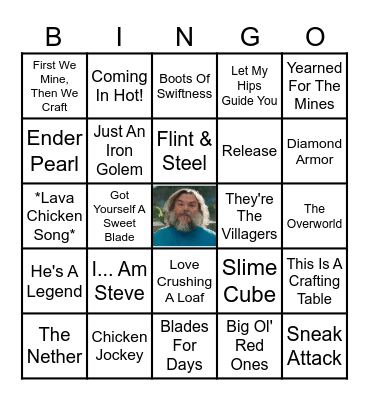 Minecraft Jack Black Bingo Card