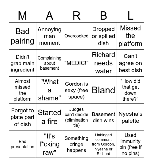 NEXT LEVEL CHEF BINGO Card