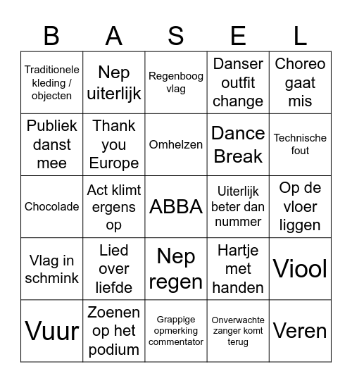 ESC Bingo 2025 Bingo Card