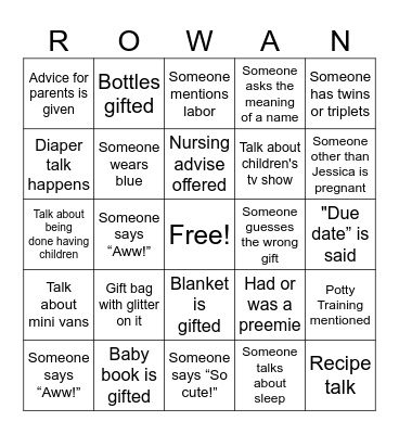 BABY SHOWER BINGO Card