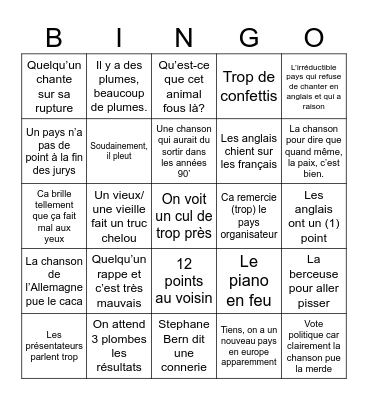 Eurovision 2025 Bingo Card