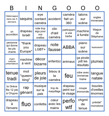EUROVISION 2025 Bingo Card