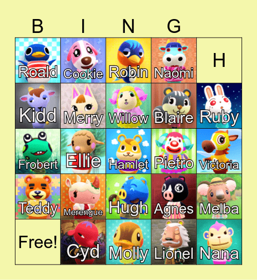 Animal Crossing Bingo Card
