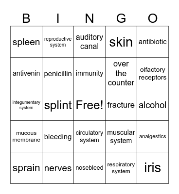 Health Bingo Card