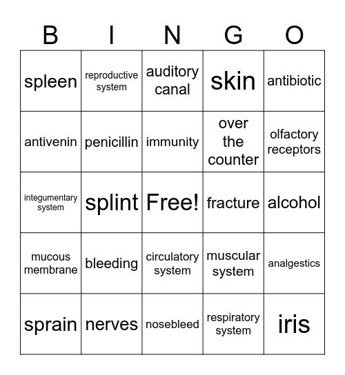 Health Bingo Card