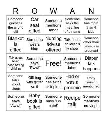 BABY SHOWER BINGO Card