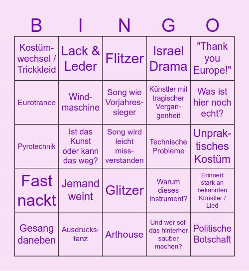 ESC BINGO 2025 Bingo Card