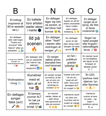 Eurovision 2025 Bingo Card