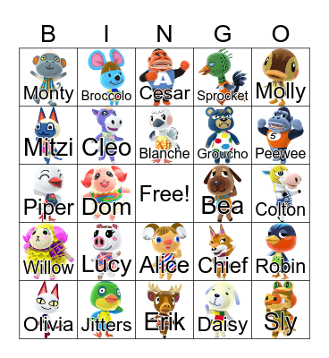 Animal Crossing Bingo Card