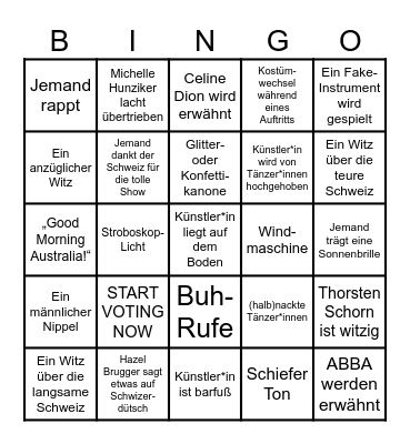 ESC 2025 (Deutsch) Bingo Card
