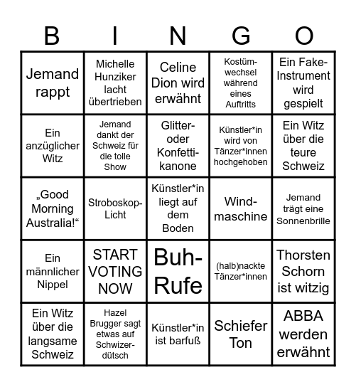 ESC 2025 (Deutsch) Bingo Card