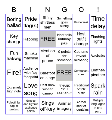 Eurovision 2025 Bingo Card