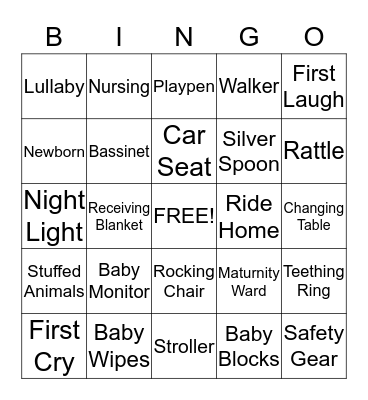 Baby Shower Bingo Card