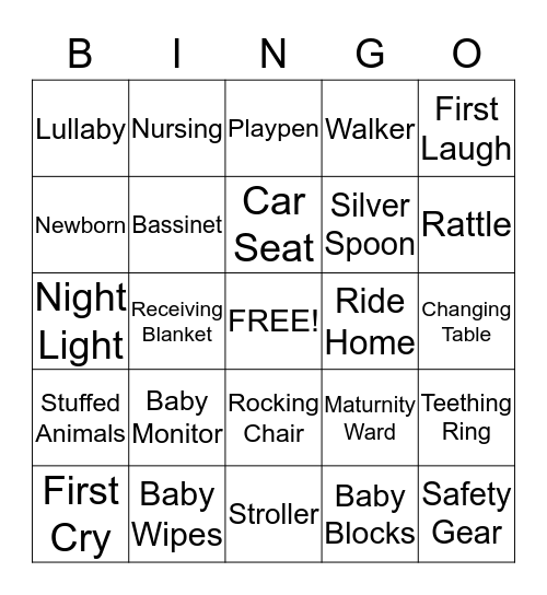 Baby Shower Bingo Card