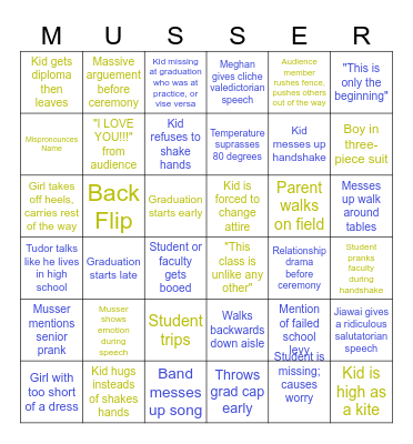 Graduation Bingo Card