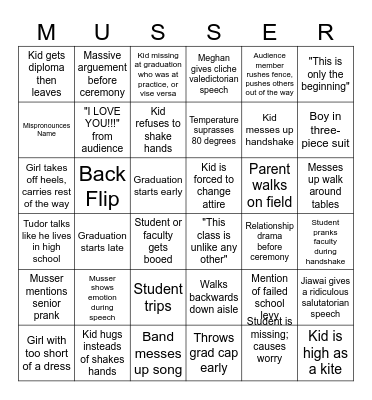 Graduation Bingo Card