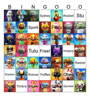 Animal Crossing Villager Hunting Bingo Card