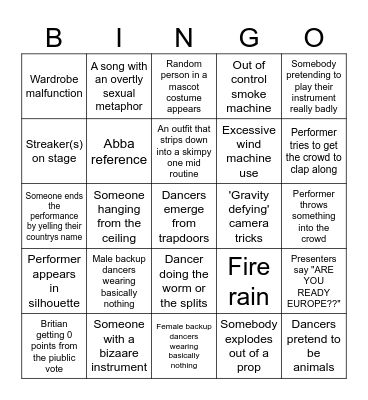 Eurovision 2025 Bingo! Bingo Card
