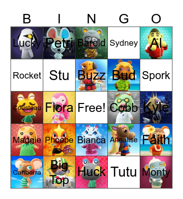 Animal Crossing Villager Hunting Bingo Card