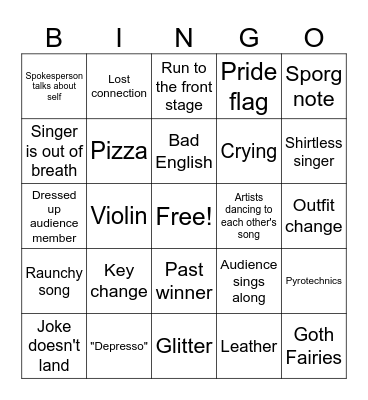 Eurovision 2025 BINGO Card