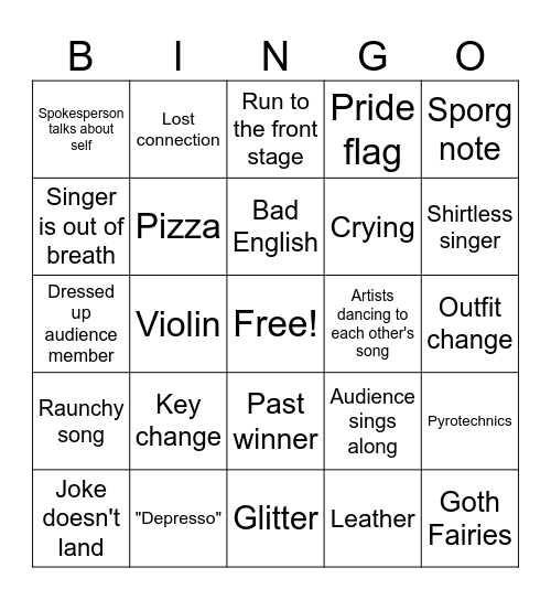 Eurovision 2025 BINGO Card