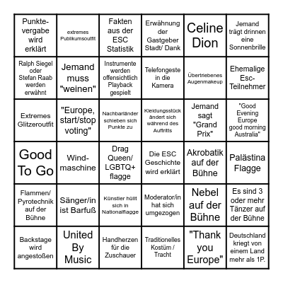 ESC Deutsch Bingo Card