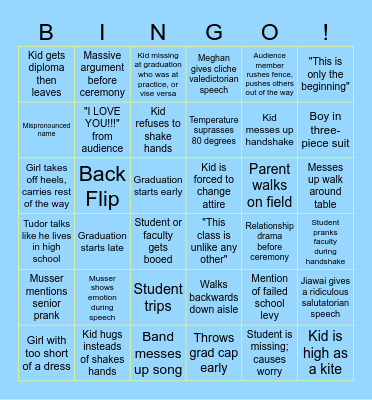 Graduation Bingo Card