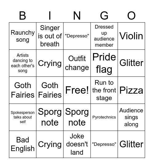 Eurovision 2025 BINGO Card