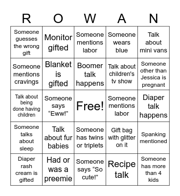 BABY SHOWER BINGO Card