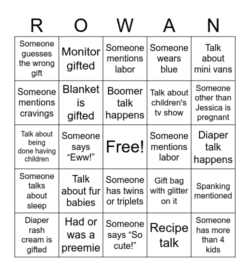 BABY SHOWER BINGO Card