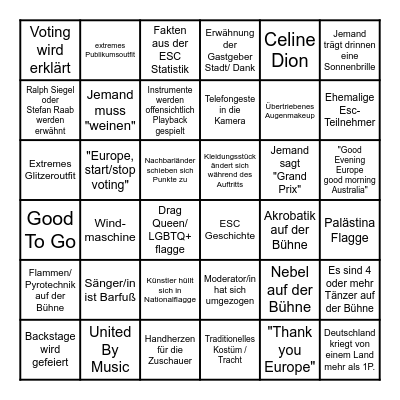 ESC Deutsch Bingo Card