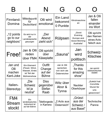 ESC 2025 BULLSHITBINGO Card