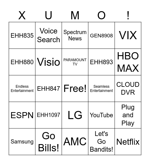 Streaming Day Bingo Card