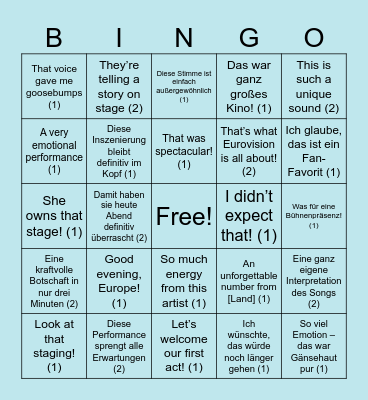 ESC Bingo Card