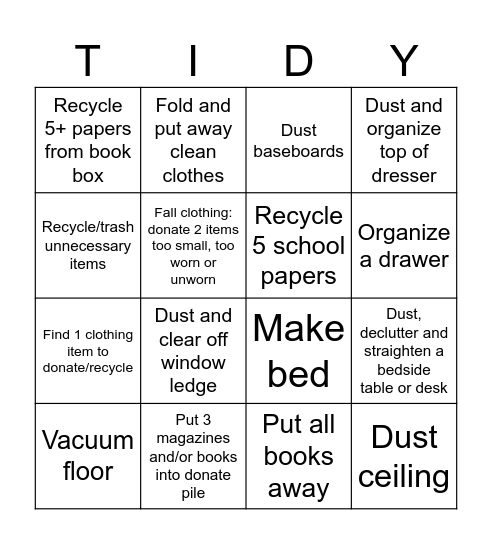 August Cleaning Fun Times!!!!!!!!! Bingo Card