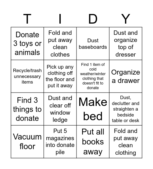 December Cleaning Fun Times!!!!!!!!! Bingo Card