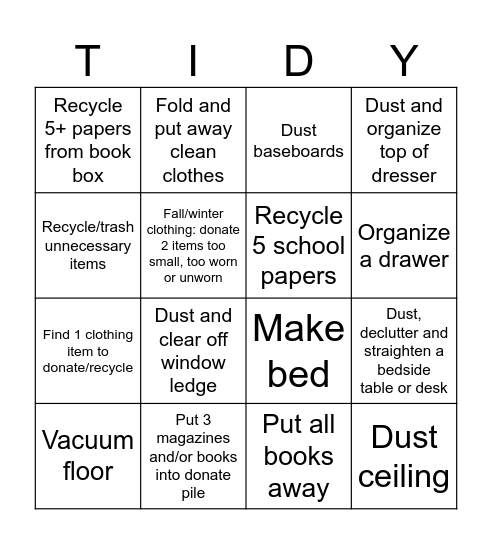 September Cleaning Fun Times!!!!!!!!! Bingo Card
