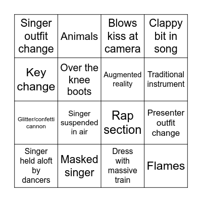 Eurovision Bingo! Bingo Card