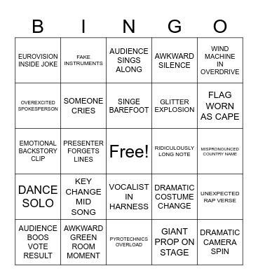 ESC 2025 Bingo Card