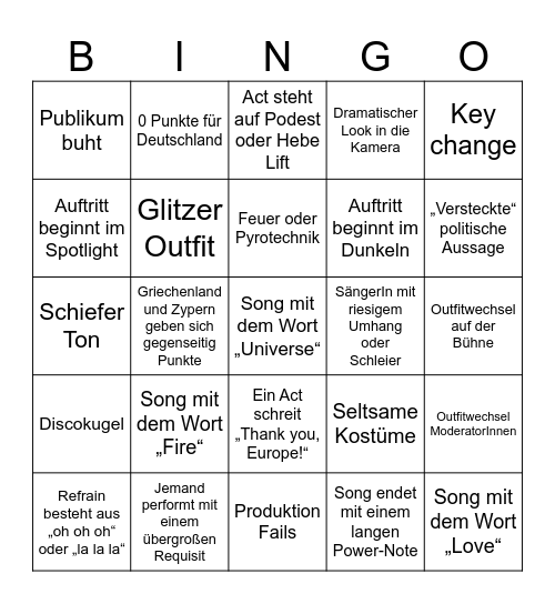 ESC-Bingo Card