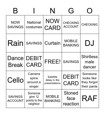BANKER Bingo Card