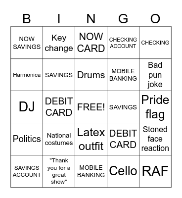 BANKER Bingo Card