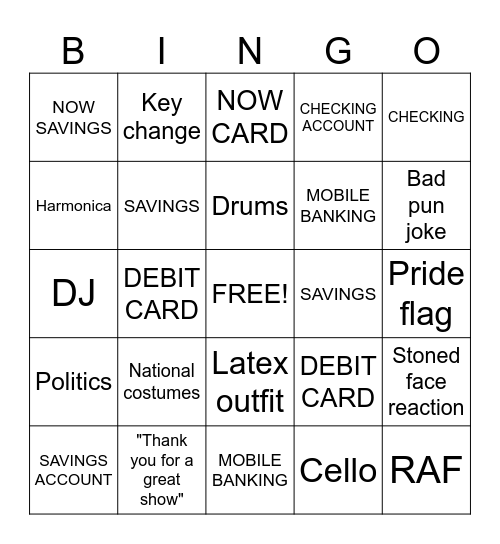 BANKER Bingo Card