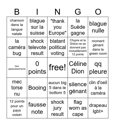 Bingo Eurovision 2025 Bingo Card