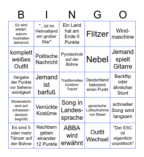 ESC 2025 Bullshit Bingo Card
