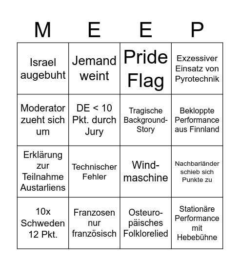 ESC Bingo Card