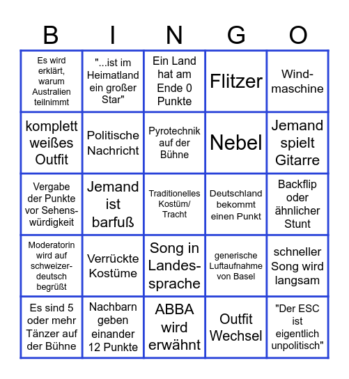 ESC 2025 Bullshit Bingo Card