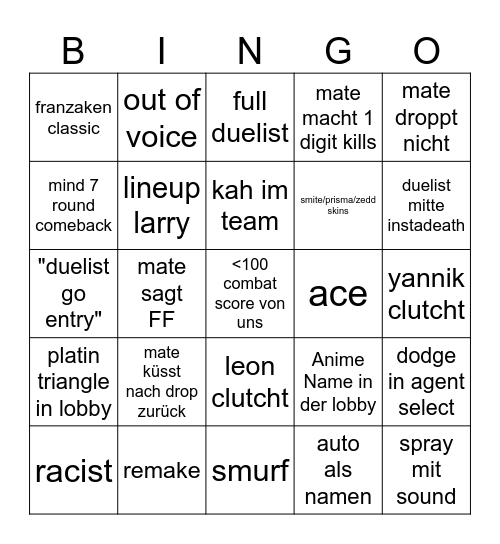 Valorant Q Bingo Card
