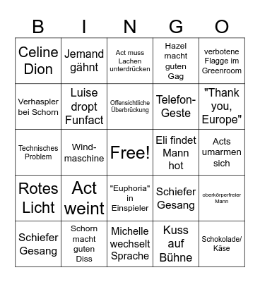 Eurovision 2025 Bingo Card